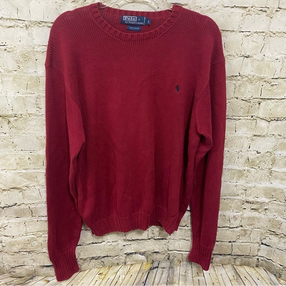Polo Ralph Lauren Red Cotton Knit Pullover Sweater - Picture 1 of 5